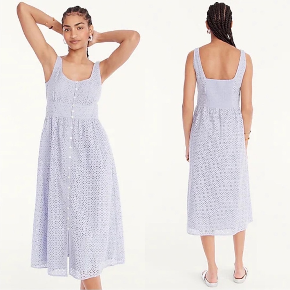 J. Crew Lavender Eyelet Midi Dress